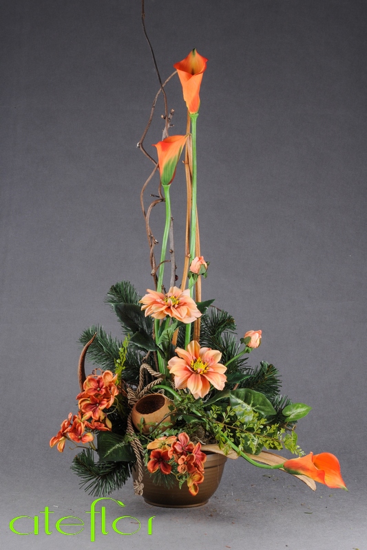 dekoracja_nagrobna_wysoka_pomarańczowa_calla_cynia_hortensja_DSC_5592